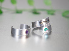 Load image into Gallery viewer, NEW!!!!  Birthstone, Coloured Zirconia, Aluminium Rings by BREATHE
