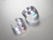 Load image into Gallery viewer, NEW!!!!  Birthstone, Coloured Zirconia, Aluminium Rings by BREATHE
