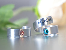 Load image into Gallery viewer, NEW!!!!  Birthstone, Coloured Zirconia, Aluminium Rings by BREATHE
