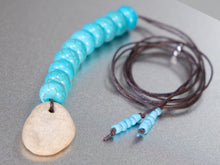 Load image into Gallery viewer, Beach Stone and Turquoise 10 Breaths Necklace
