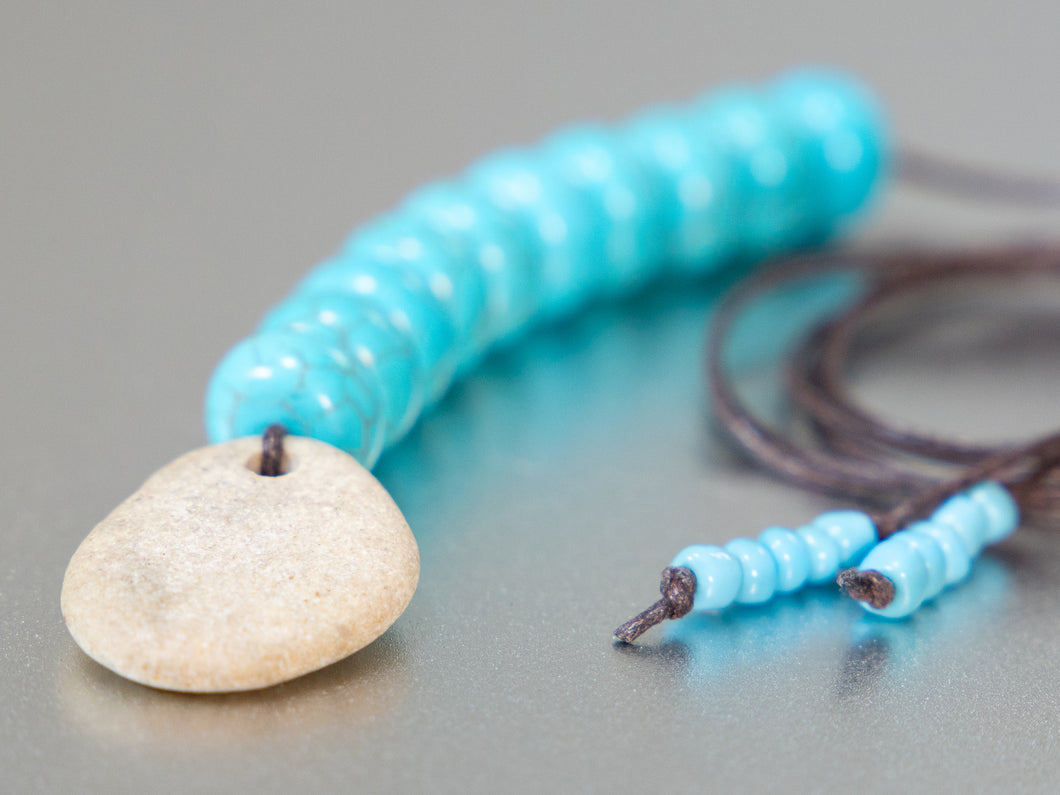 Beach Stone and Turquoise 10 Breaths Necklace