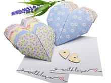 Load image into Gallery viewer, 10 Breathe Origami Gift Hearts – Hand-Made Paper Hearts with customisable cards included, great for gifting, personalise your Origami Heart and  card
