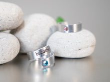 Load image into Gallery viewer, NEW!!!!  Birthstone, Coloured Zirconia, Aluminium Rings by BREATHE
