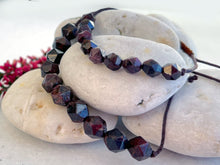 Load image into Gallery viewer, Garnet Semi Precious Stone Rich and Warm Breathe Bracelet for anxiety, calming, meditation and breathing practice ruby festive jewellery
