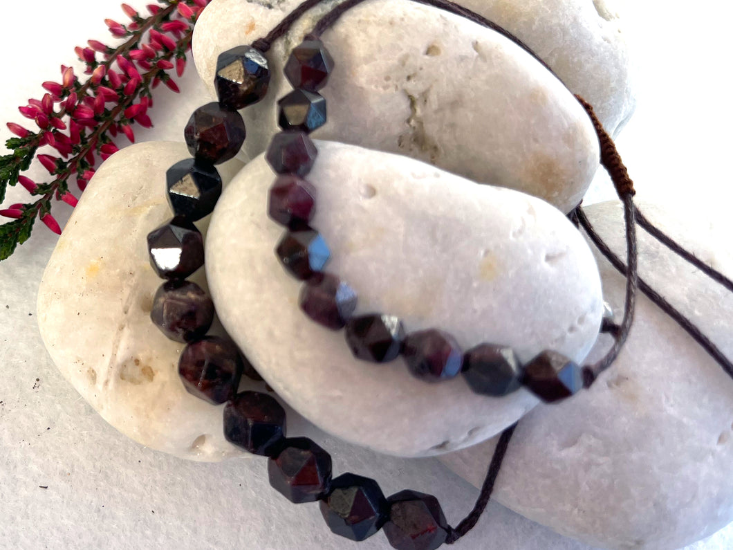 Garnet Semi Precious Stone Rich and Warm Breathe Bracelet for anxiety, calming, meditation and breathing practice ruby festive jewellery